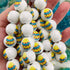 20mm Blue Yellow Eggs Wood Painted Beads - Easter