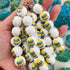 20mm Blue Yellow Eggs Wood Painted Beads - Easter